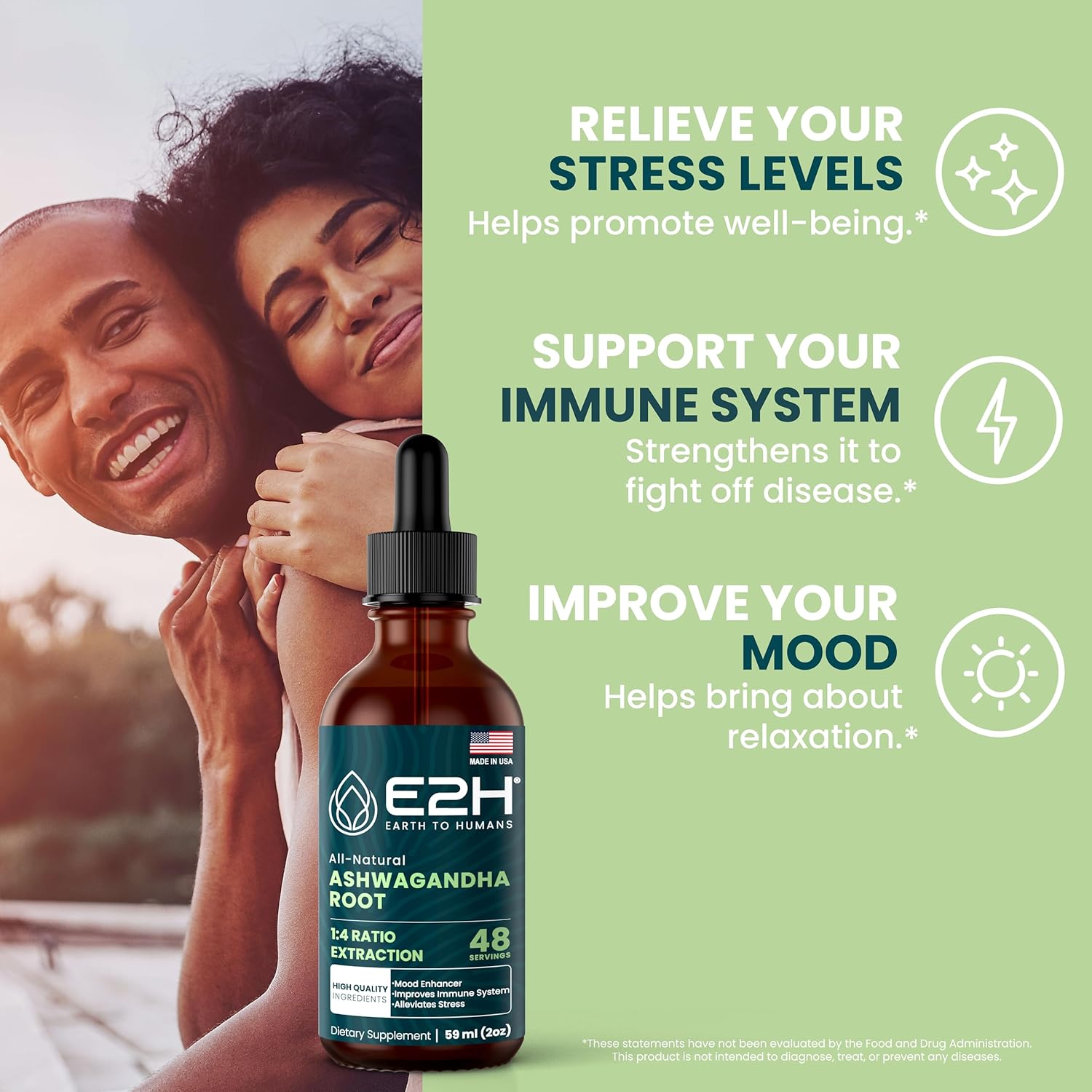 Lions Mane & Ashwagandha Focus Memory Clarity Stress Relief Bundle - Non-GMO Vegan 4 Fl Oz Total