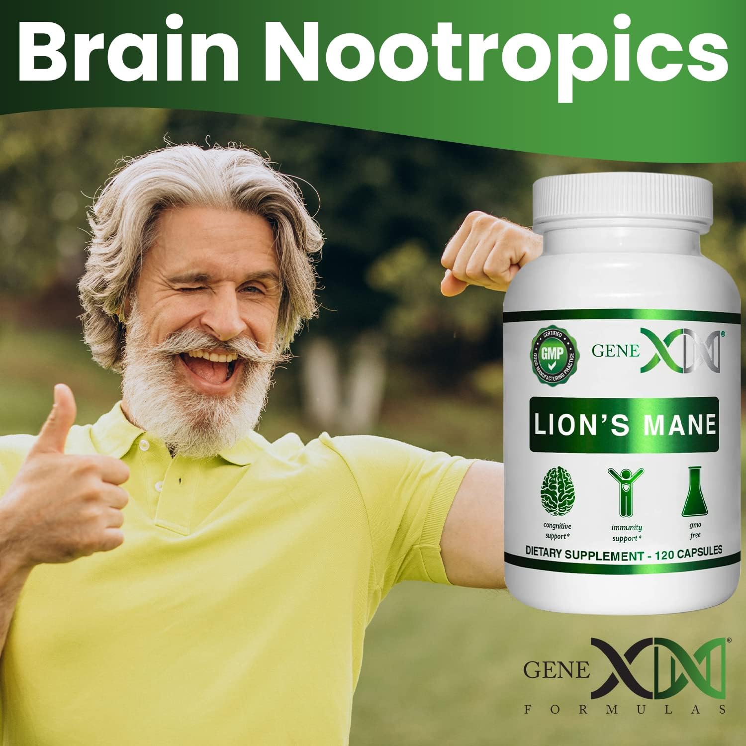 Lions Mane Nootropic Brain Support Supplement - 100% Extract, 1000mg/serving (120 Capsules) by Genex Formulas - BoostGo Australia