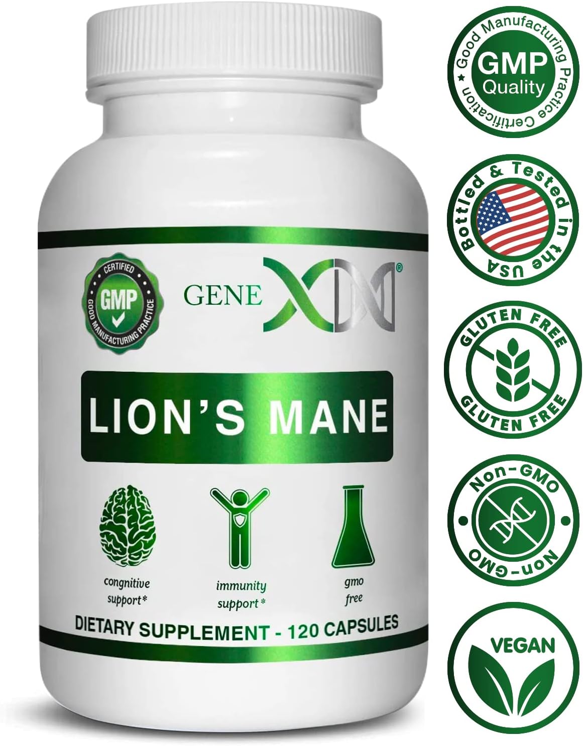 Lions Mane Nootropic Brain Support Supplement - 100% Extract, 1000mg/serving (120 Capsules) by Genex Formulas - BoostGo Australia