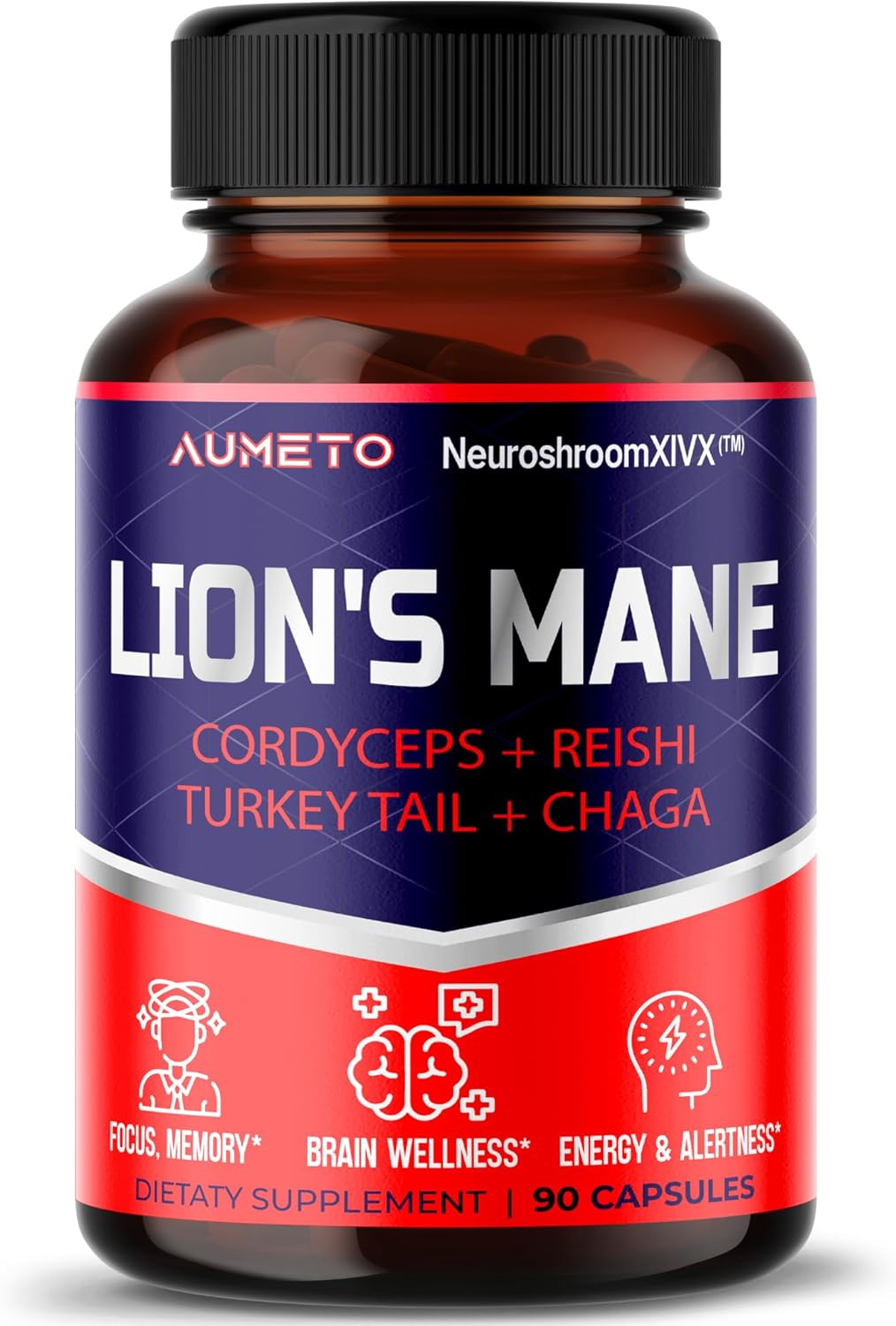 Lions Mane Supplement Capsules with Mushroom Complex - 18 in 1 Brain Supplement for Memory and Focus
