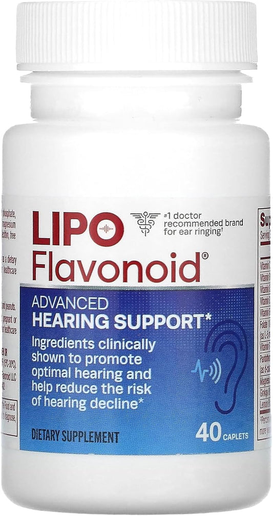 Lipo Flavonoid Advanced Hearing Support Supplement - Reduces Hearing Decline Risk - 40 Caplets