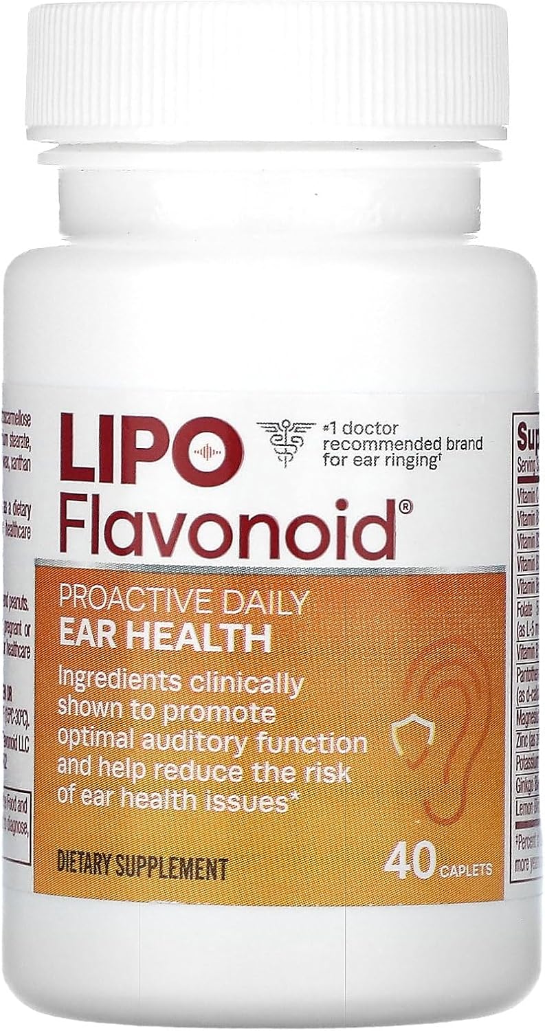Lipo-Flavonoid Daily Ear Health Supplement for Optimal Auditory Function - 40 Caplets