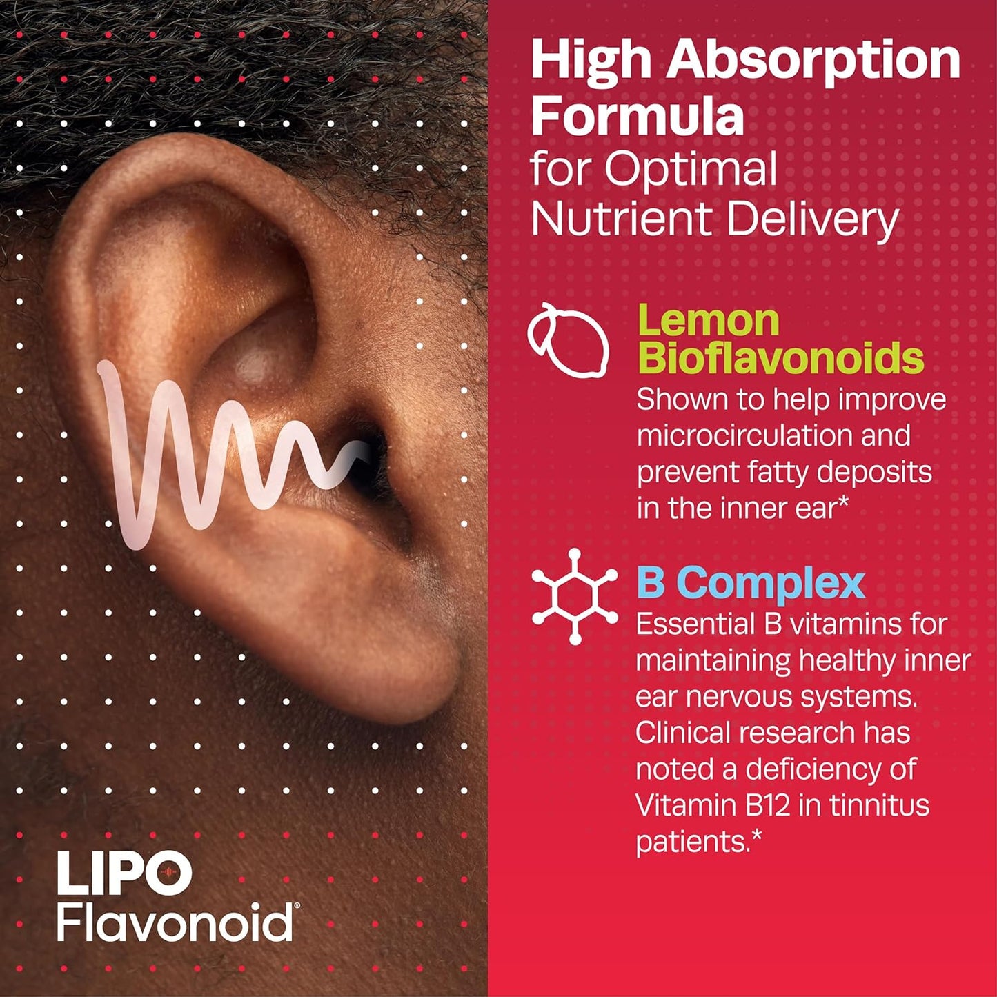 Lipo-Flavonoid Plus: Tinnitus Relief Caplets with Vitamin C for Ear Health