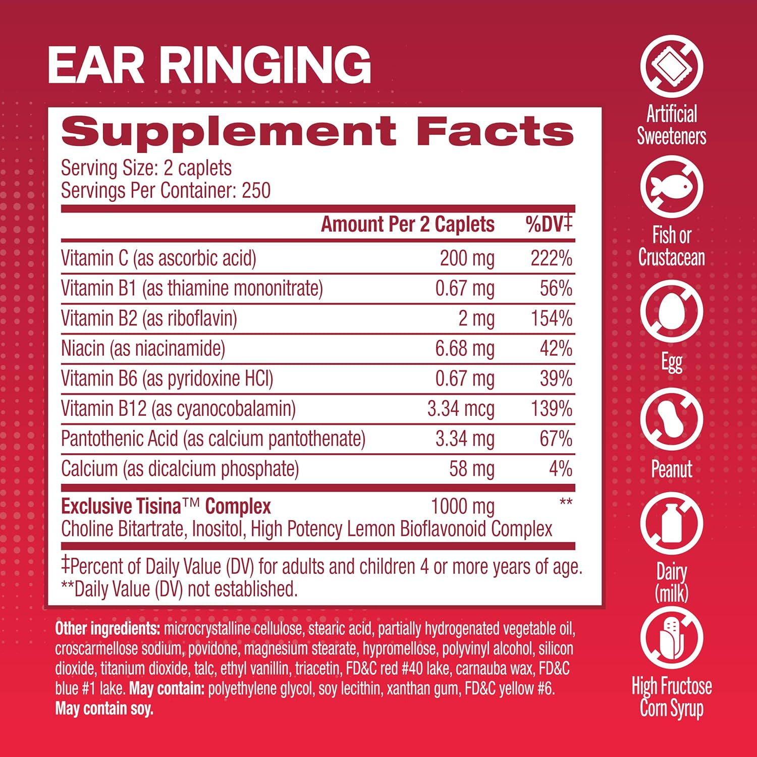 Lipo-Flavonoid Plus: Tinnitus Relief Caplets with Vitamin C for Ear Health