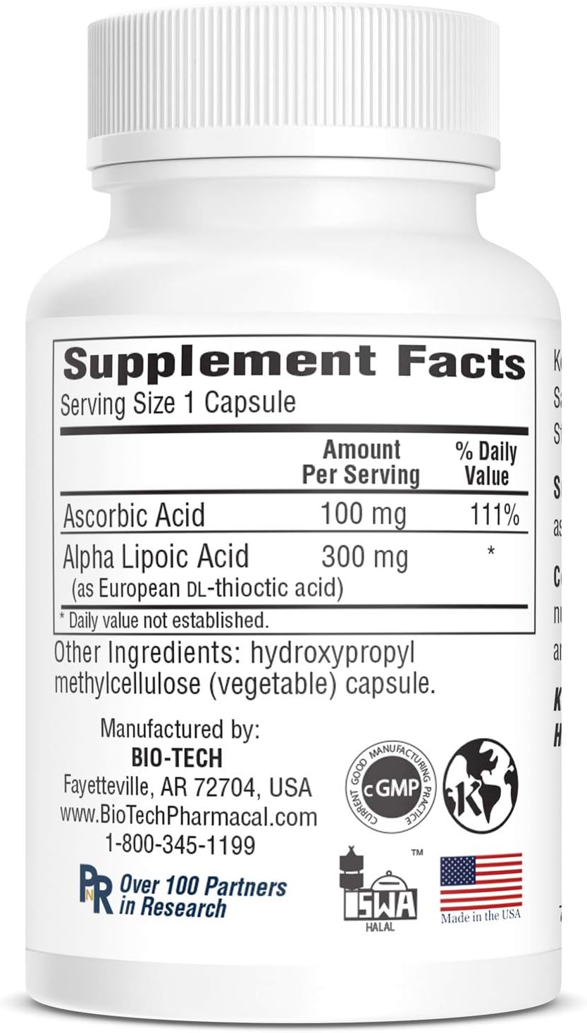 Lipoic Acid (300mg) Dietary Supplement - 100 Count by Bio-Tech Pharmacal
