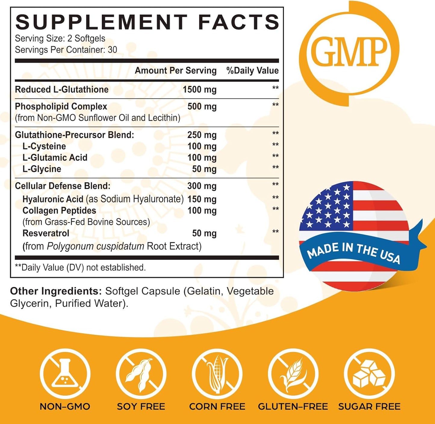 Liposomal Glutathione and Spermidine Supplements - Non-GMO Formula for Enhanced Cellular Health
