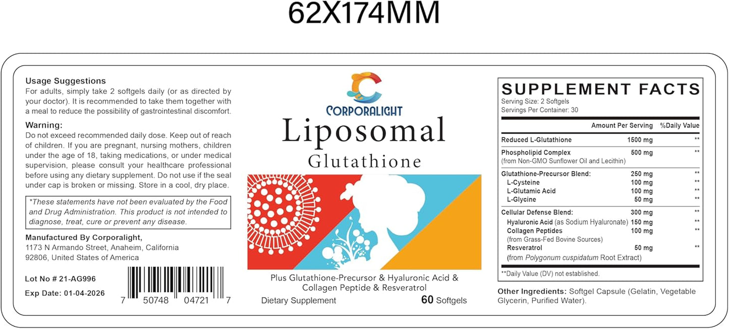 Liposomal Glutathione and Spermidine Supplements - Non-GMO Formula for Enhanced Cellular Health
