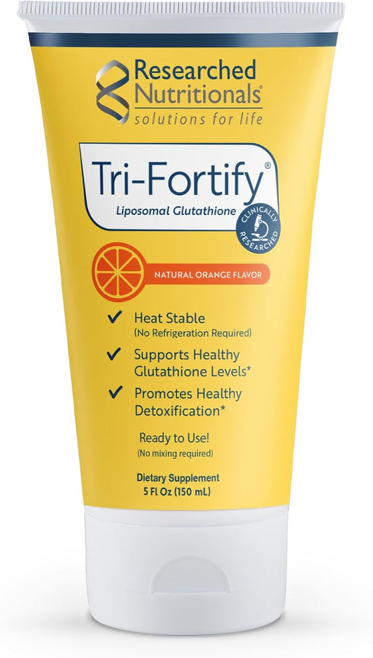 Liposomal Glutathione Liquid Gel with Vitamin C - Tri-Fortify for Energy, Immune Support & Detox - Orange Flavor - 5 Fl Oz - Clinically Researched Formula