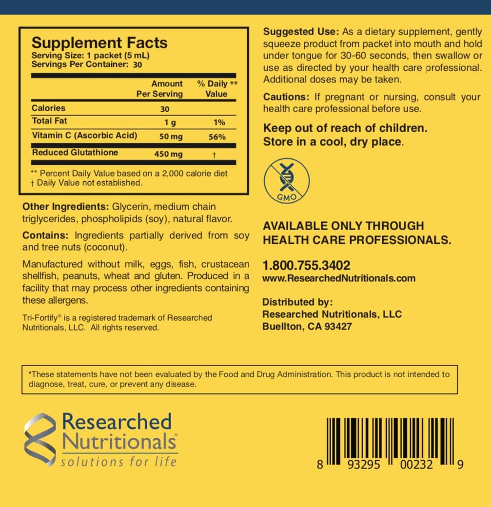 Liposomal Glutathione Liquid Gel with Vitamin C - Tri-Fortify for Energy, Immune Support & Detox - Enhanced Absorption - Watermelon Flavor - 5 Fl Oz
