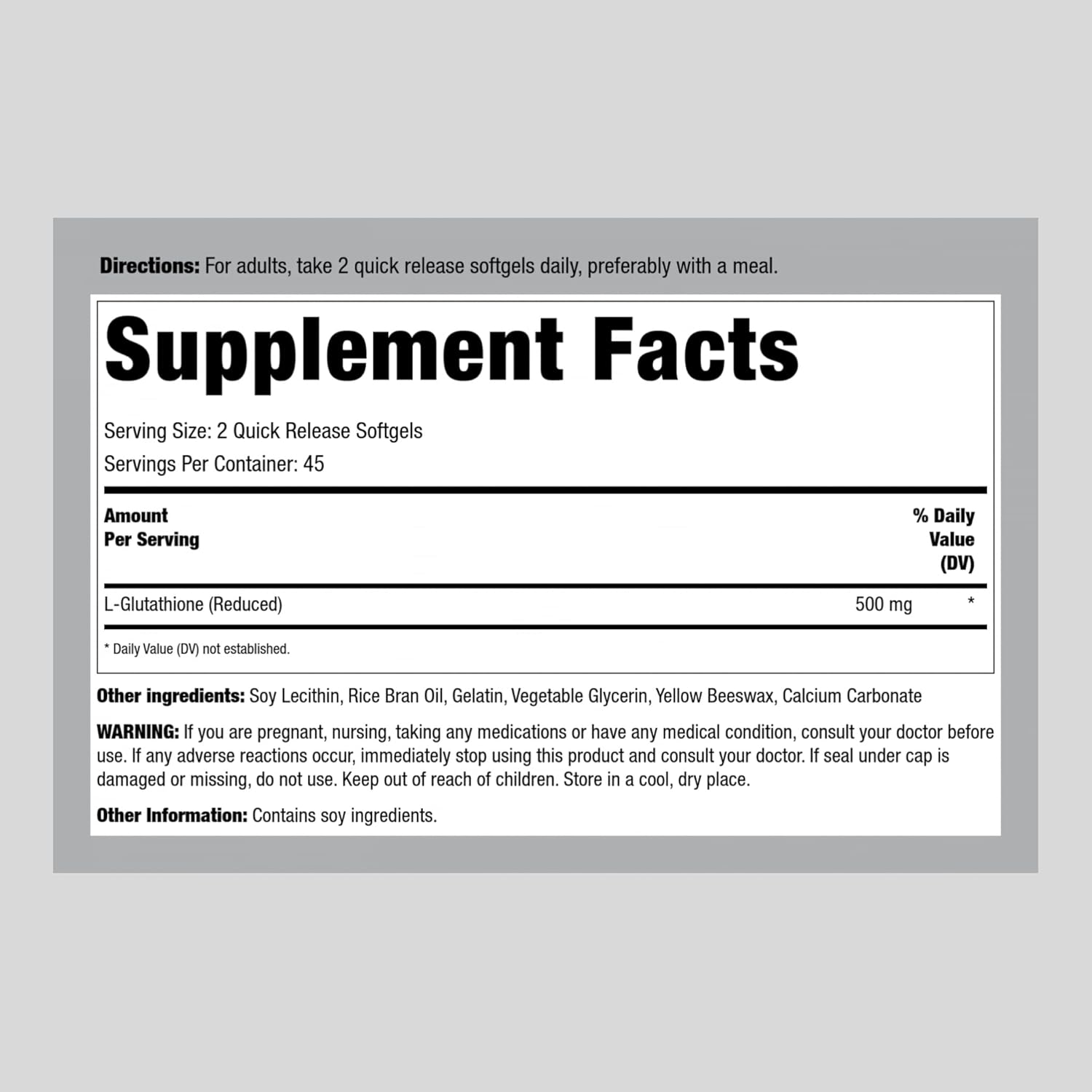 Liposomal Glutathione Softgels 500mg | 90 Count | Reduced Supplement | Non-GMO, Gluten Free