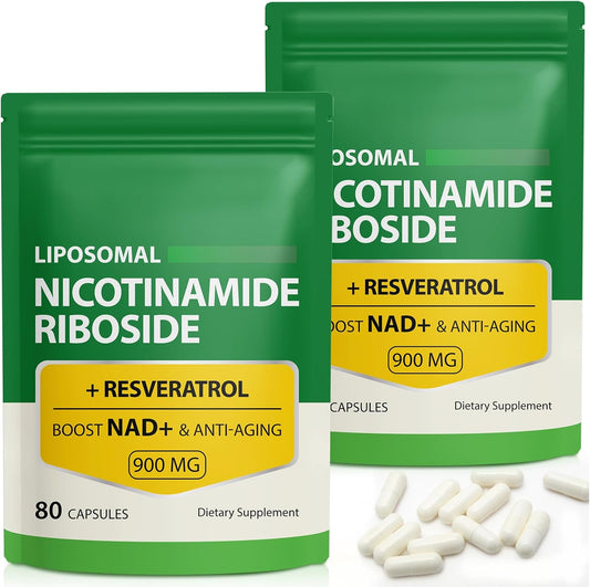 Liposomal NAD Supplement 900mg with Resveratrol - Supports Muscle, Brain, Cellular Energy - Alternative to NMN Supplement for Men and Women - 160 Capsules