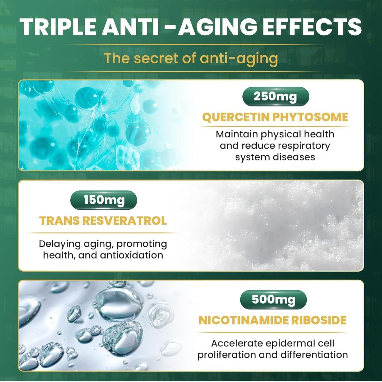 Liposomal NAD+ Supplement with Nicotinamide Riboside, Resveratrol, Quercetin - High Purity Anti-Aging Formula - 80 Capsules
