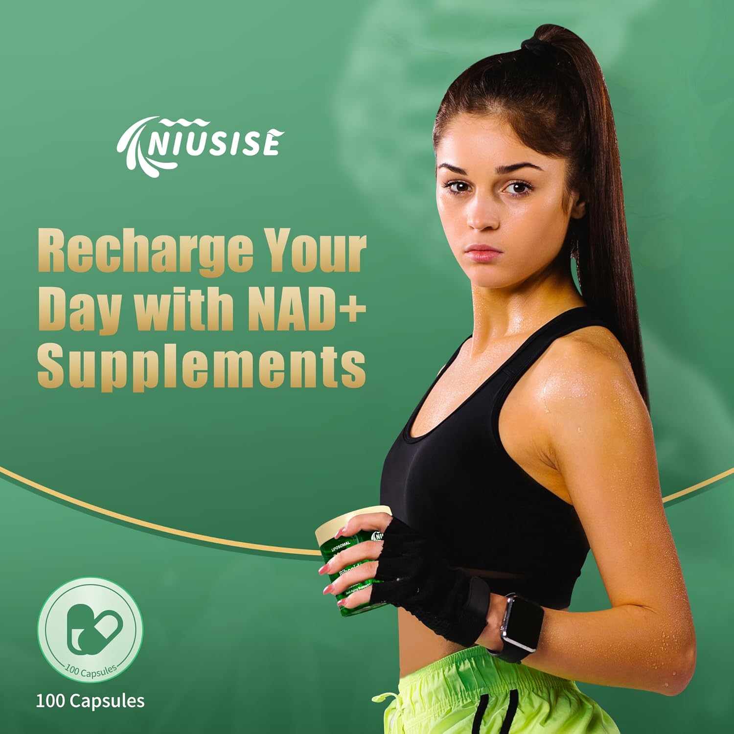 Liposomal NAD+ Supplement with Nicotinamide Riboside, Resveratrol & Quercetin - 900 Mg for Energy Boost - 1000 Capsules for Men and Women