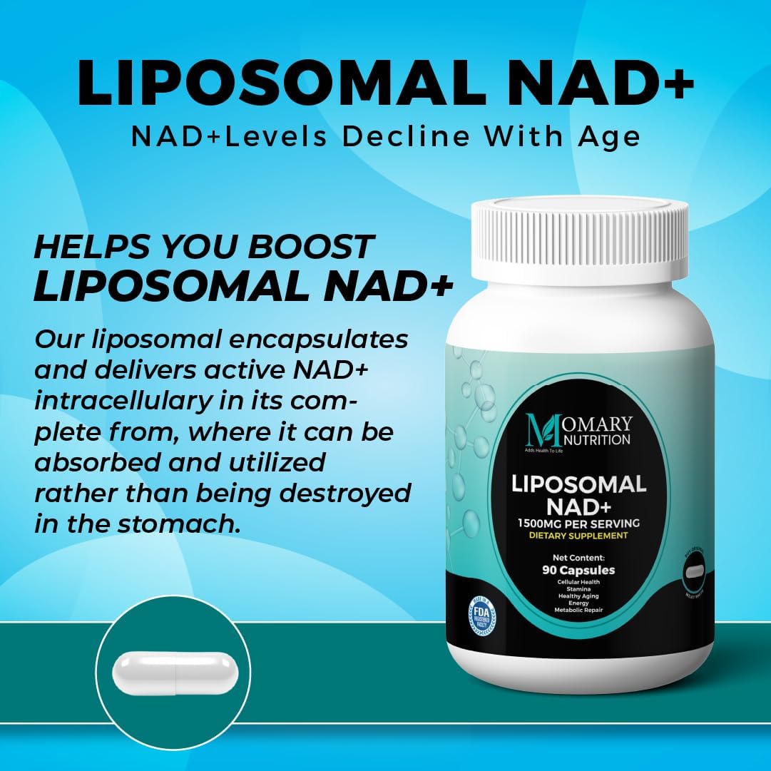 Liposomal NAD+ Supplement with Resveratrol and Japanese Knotweed Extract for Cellular Health and Energy - 90 Capsules, Vegan