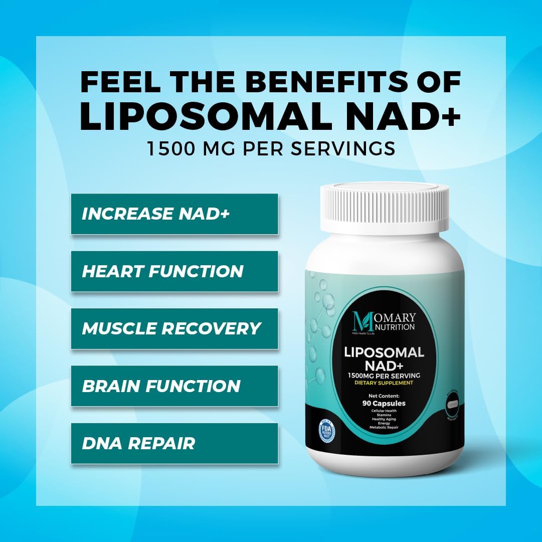 Liposomal NAD+ Supplement with Resveratrol and Japanese Knotweed Extract for Cellular Health and Energy - 90 Capsules, Vegan