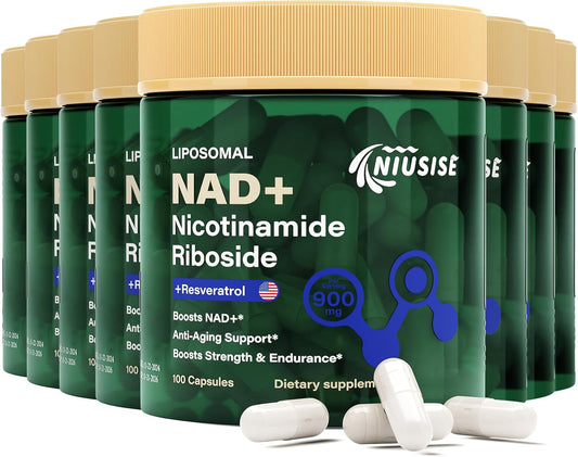 Liposomal NAD+ Supplement with Resveratrol & Quercetin - 900 Mg NAD Nicotinamide Riboside Capsules for Energy Boost - Men and Women Formula - 800 Caps