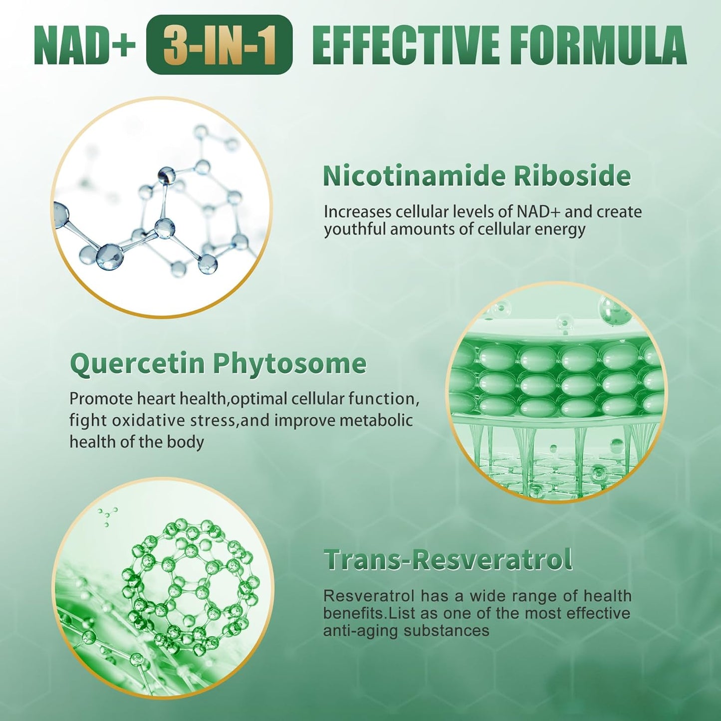 Liposomal NAD+ Supplement with Resveratrol & Quercetin - 900 Mg NAD Nicotinamide Riboside Capsules for Energy Boost - Men and Women Formula - 800 Caps