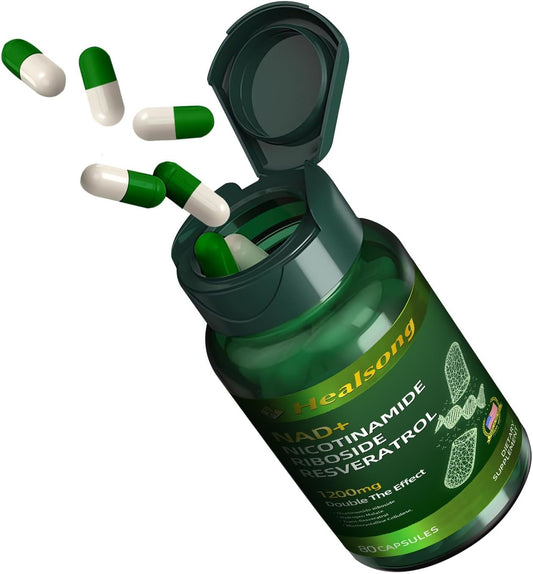 Liposomal Nicotinamide Riboside & Resveratrol NAD+ Supplement for Anti-Aging & Energy Boost - 80 Capsules