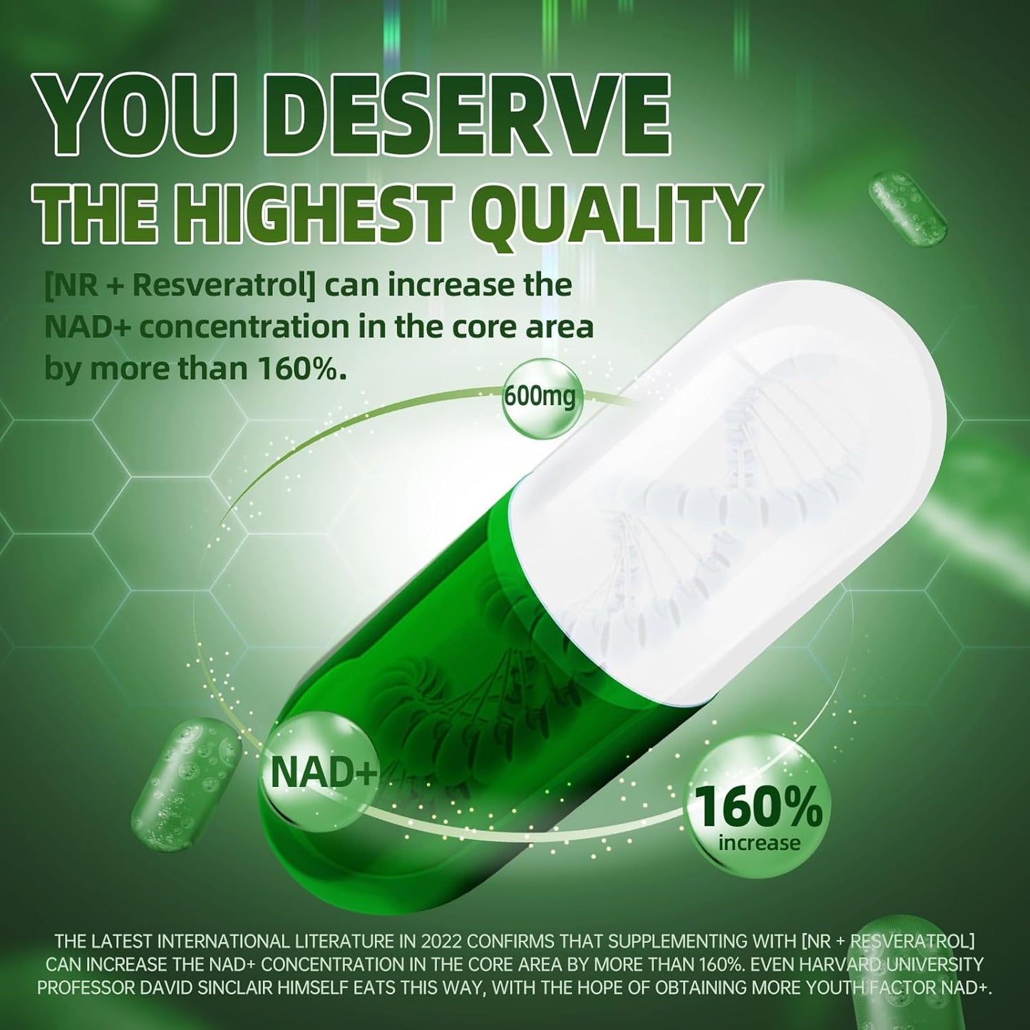 Liposomal Nicotinamide Riboside & Resveratrol NAD+ Supplement for Anti-Aging & Energy Boost - 80 Capsules