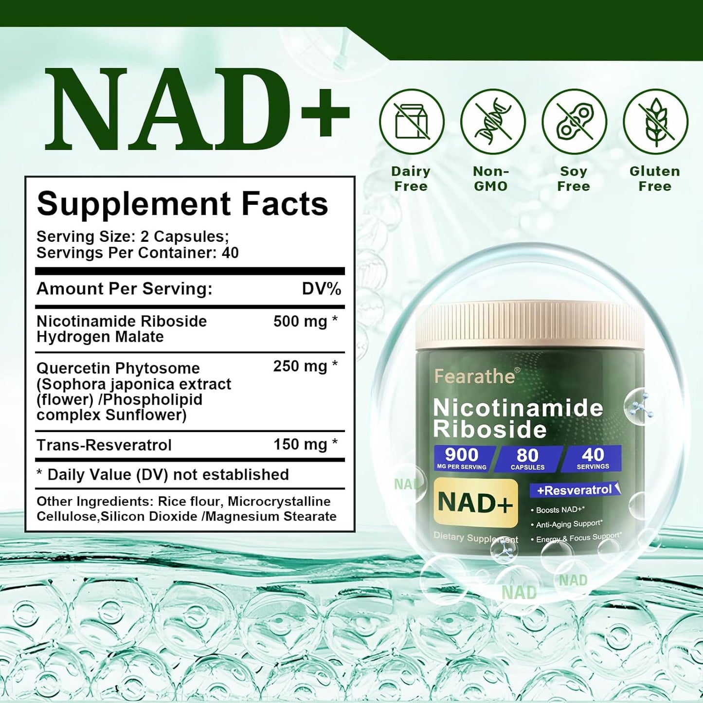 Liposomal Nicotinamide Riboside with Resveratrol & Quercetin - Anti-Aging & Energy Supplement - 80 Capsules