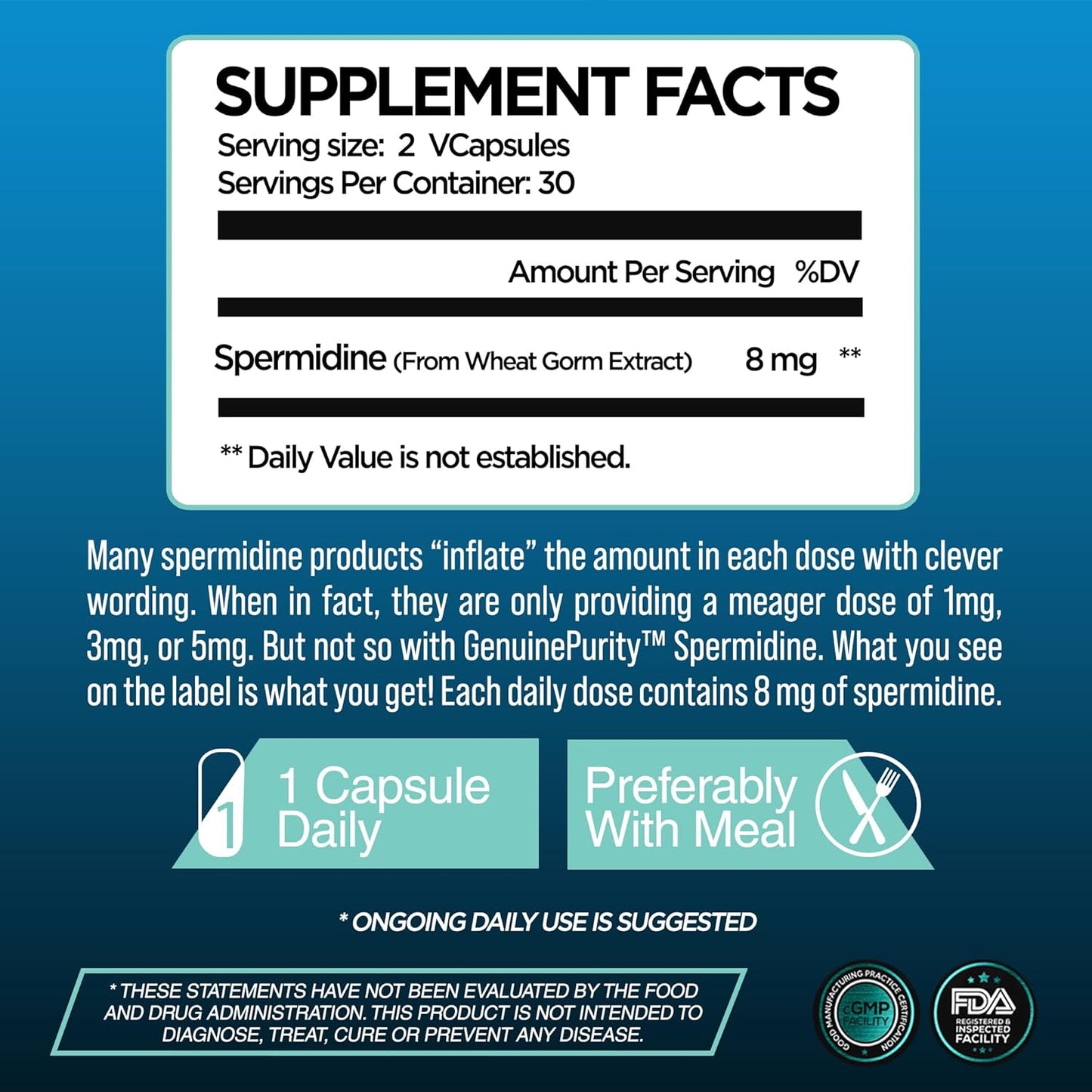 Liposomal Spermidine 8mg Capsules for Cellular Renewal - Vegan & Non-GMO Wheat Germ Extract - Healthy Aging Supplement for Men & Women - 60 Count