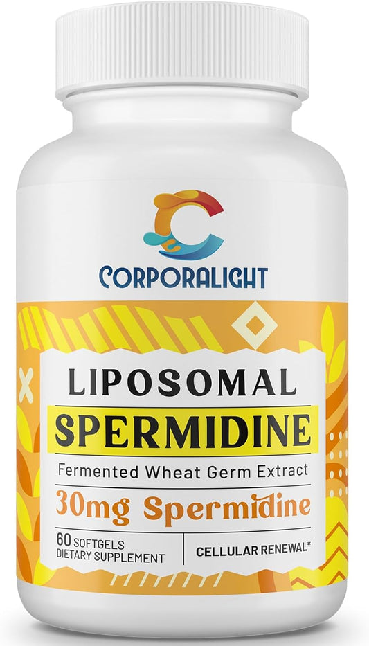 Liposomal Spermidine Supplement 30mg - High Absorption & Potency, Fermented Wheat Germ Extract Softgels for Cellular Renewal and Longevity - 60 Count