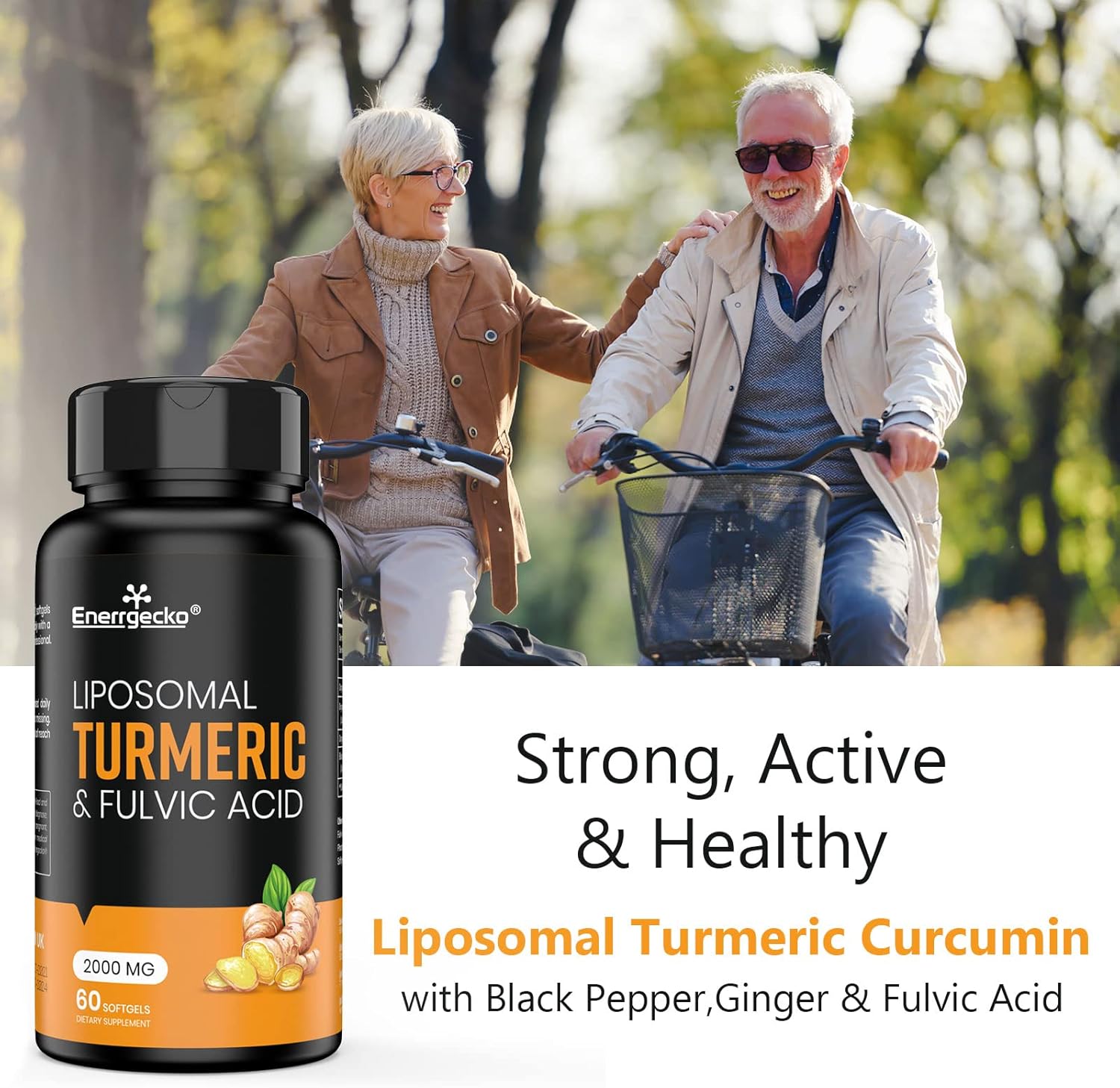 Liposomal Turmeric Curcumin 2000mg with Black Pepper & Ginger for Superior Absorption - 60 Count (Pack of 4)