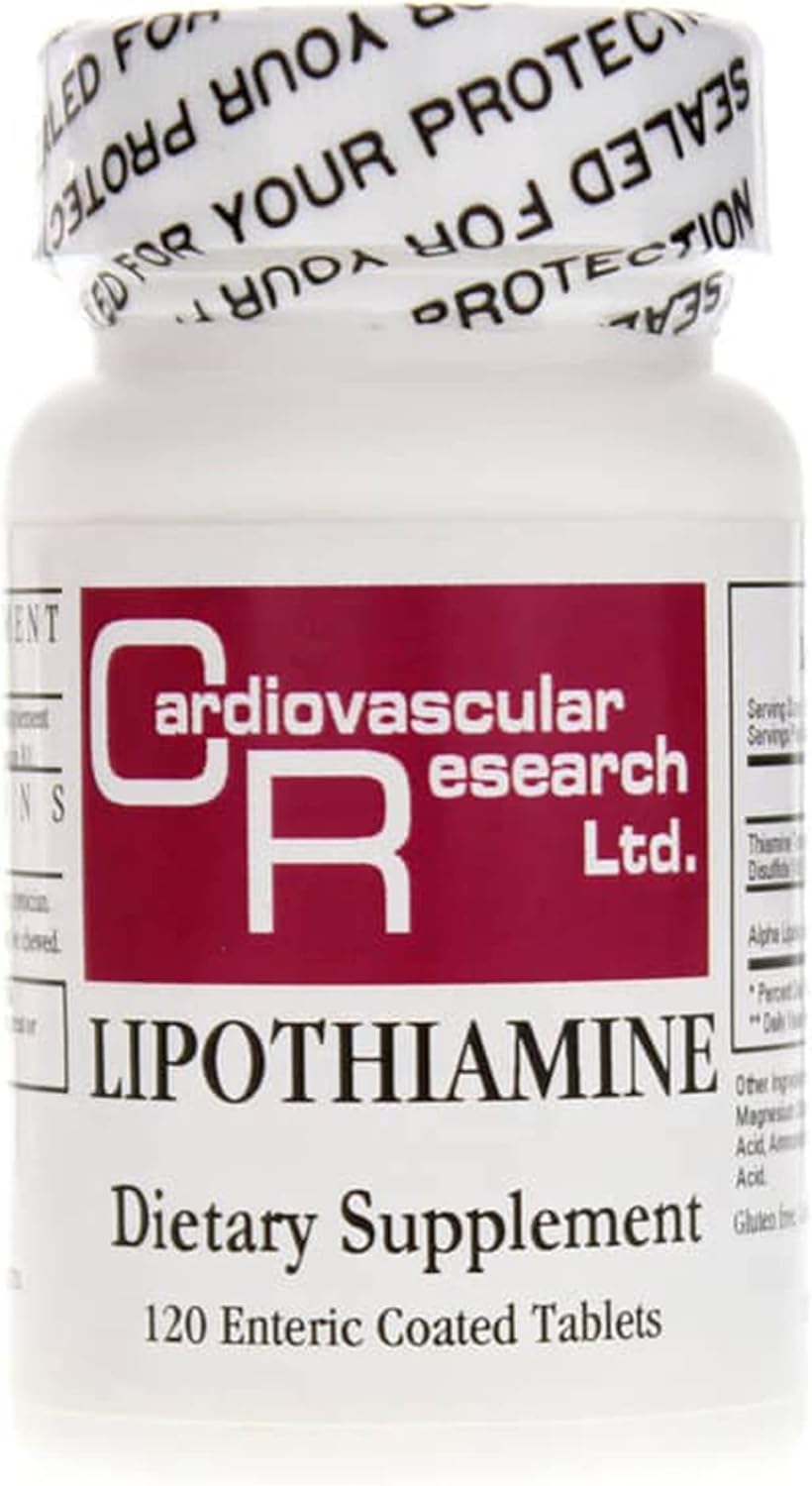 Lipothiamine B Supplement with Alpha Lipoic Acid - 120 Tablets for Cardiovascular Health - Vitamin B1 Formula