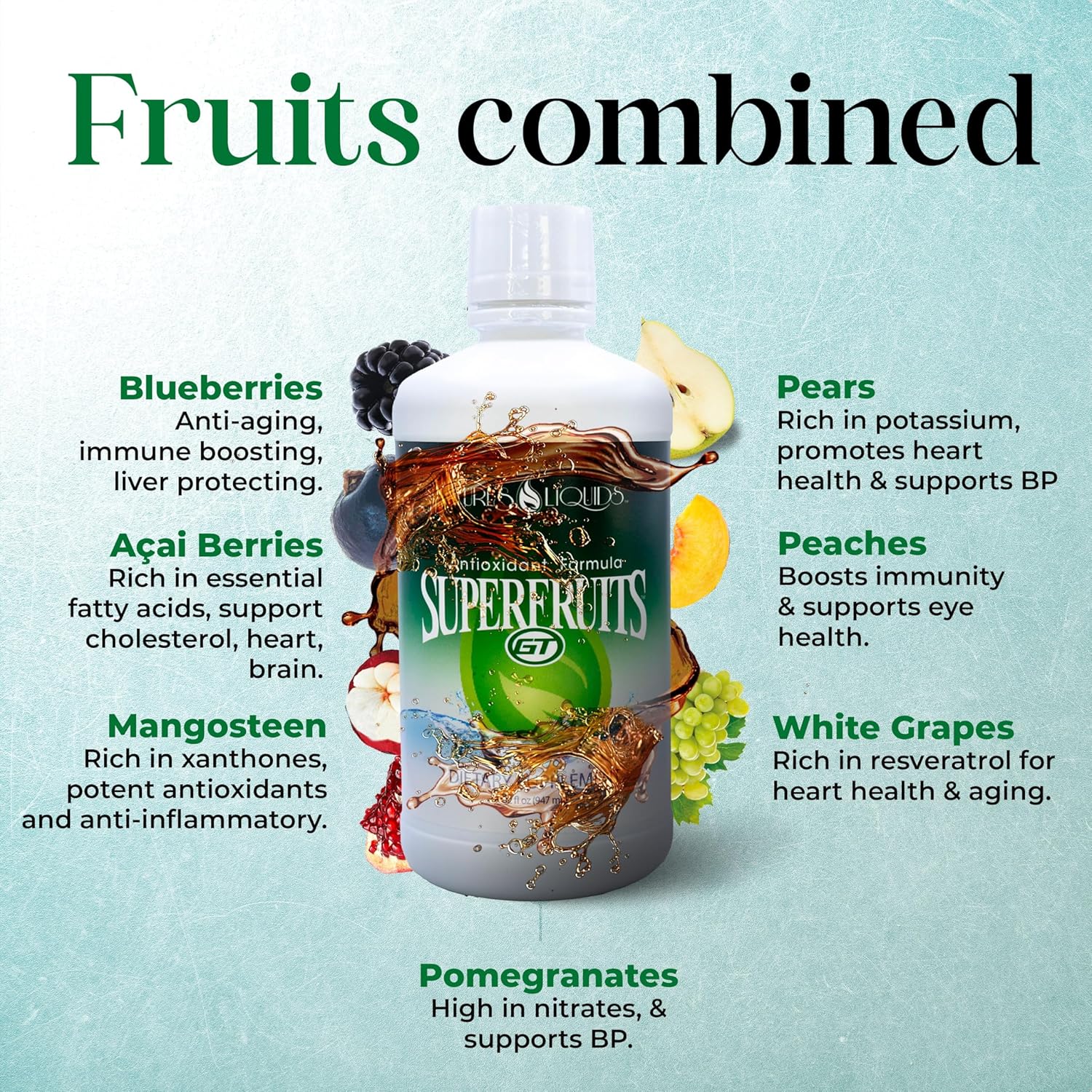 Liquid Antioxidant Formula with Green Tea & Resveratrol - Nature's Liquids Superfruits GT - 32 Servings