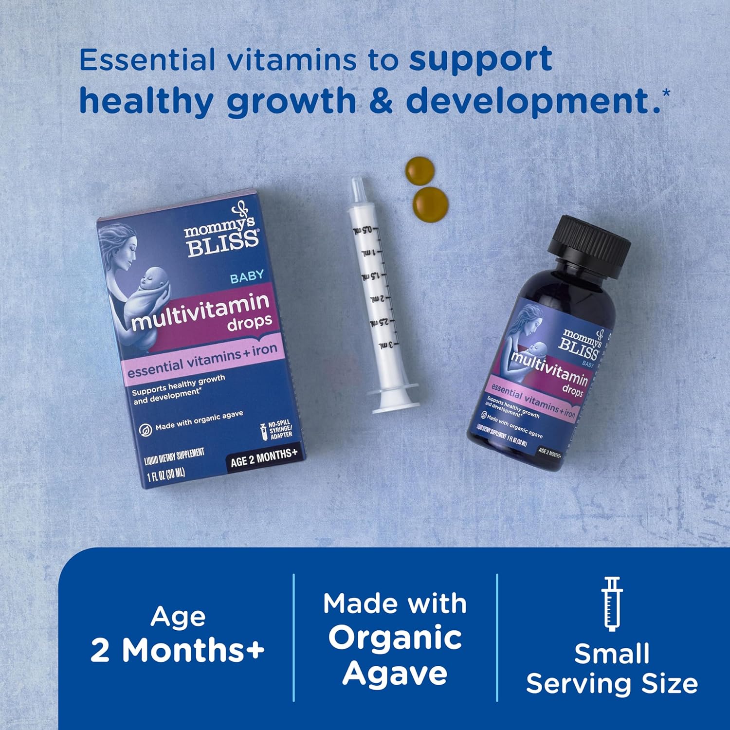Liquid Baby Multivitamin with Iron for Immune Support & Growth, Age 2 Months+, 30 ml