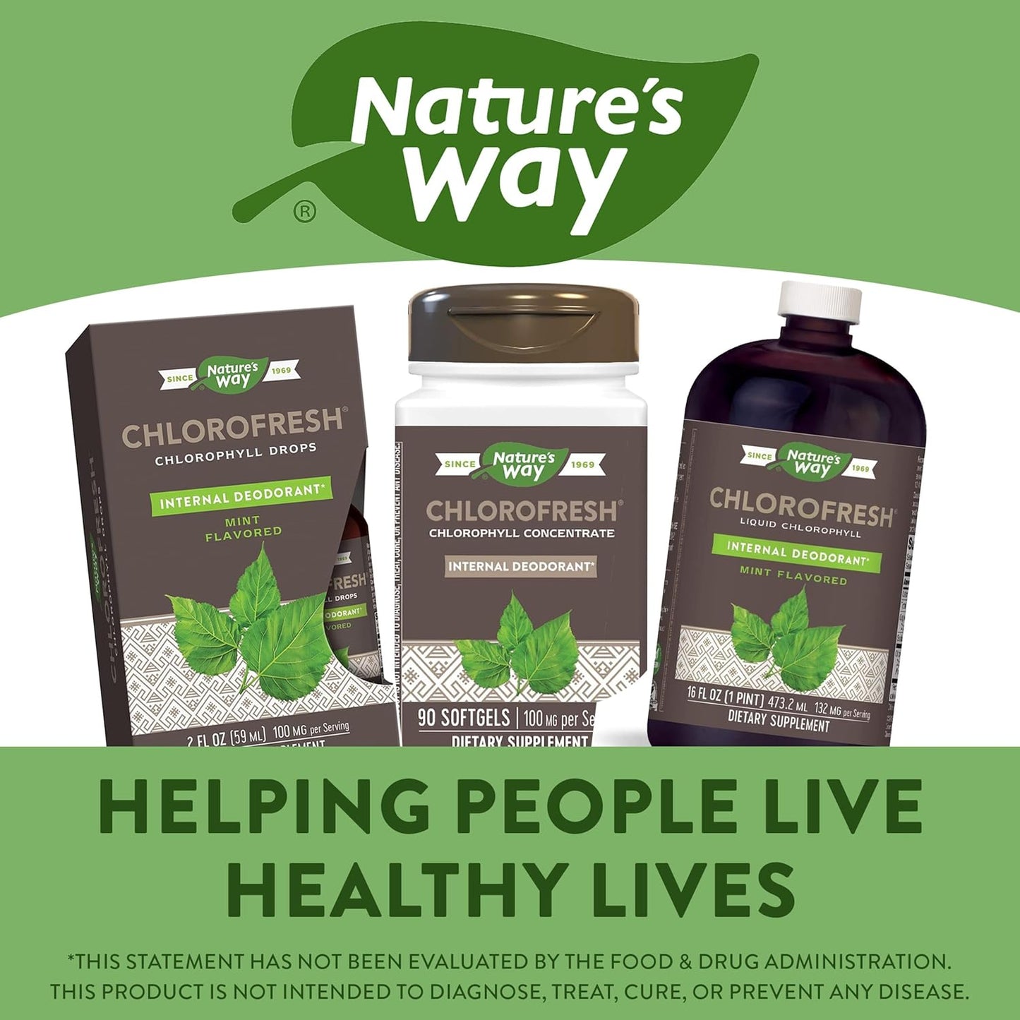 Liquid Chlorophyll Drops by Nature's Way, 2 Fl. Oz., Mint Flavored, Internal Deodorant, Supports Detox, Chlorofresh Concentrate