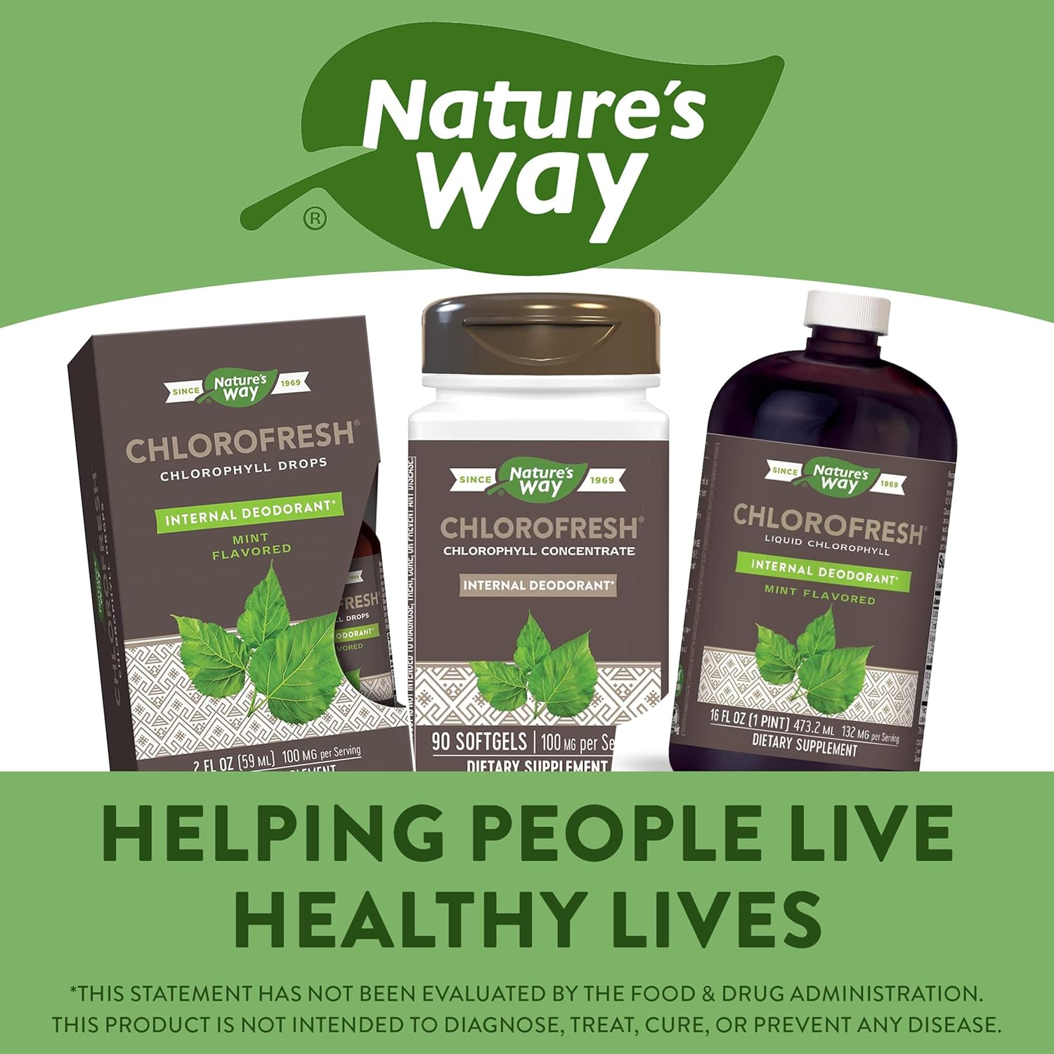 Liquid Chlorophyll Drops by Nature's Way, 2 Fl. Oz., Mint Flavored, Internal Deodorant, Supports Detox, Chlorofresh Concentrate