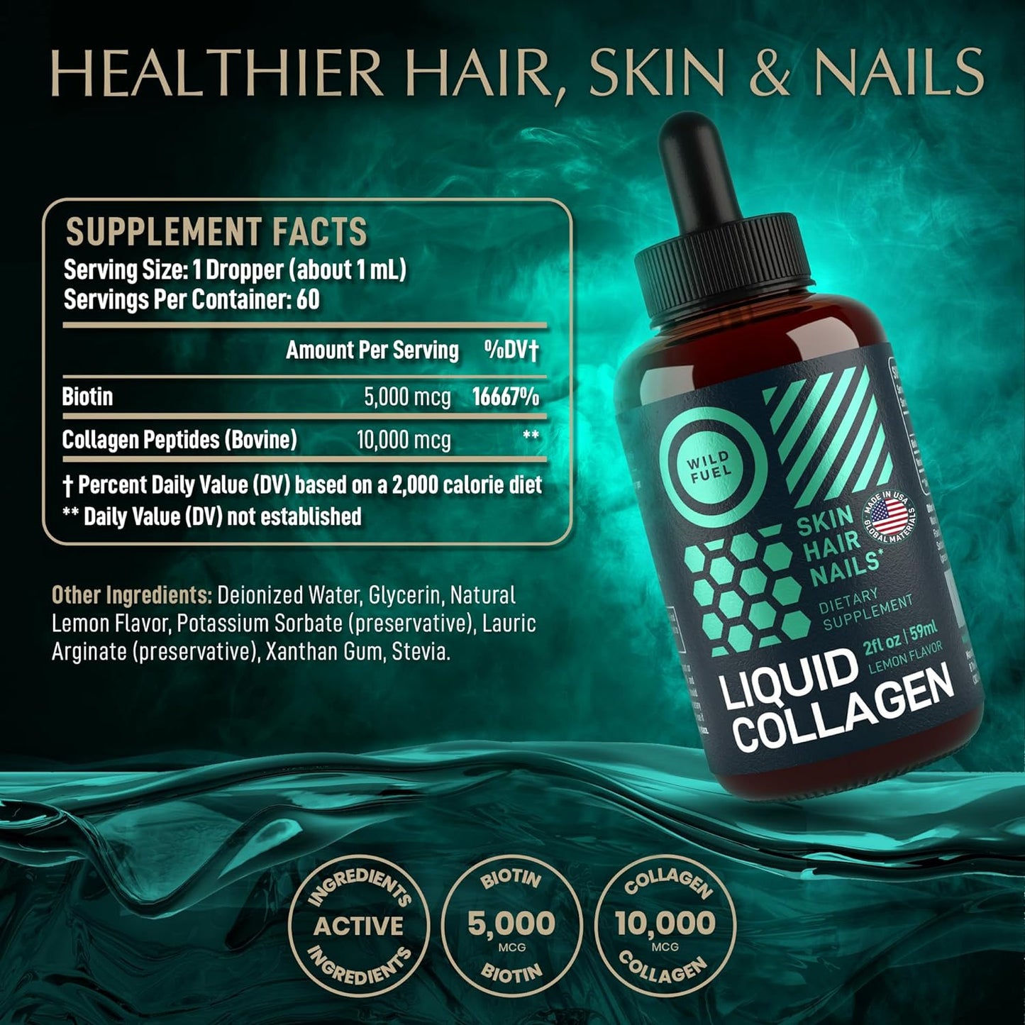Liquid Collagen Peptides with Biotin and Dental Probiotics Bundle for Fresh Breath by WILD FUEL