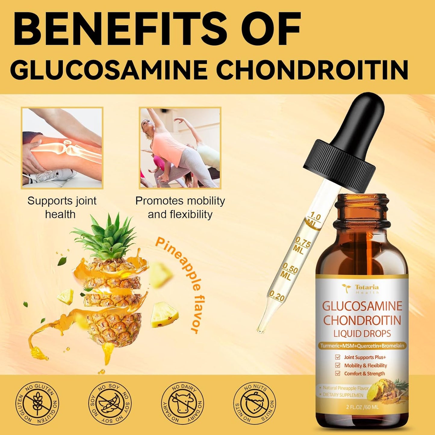 Liquid Drops Supplement with Potassium, Magnesium, Glucosamine, and Chondroitin MSM