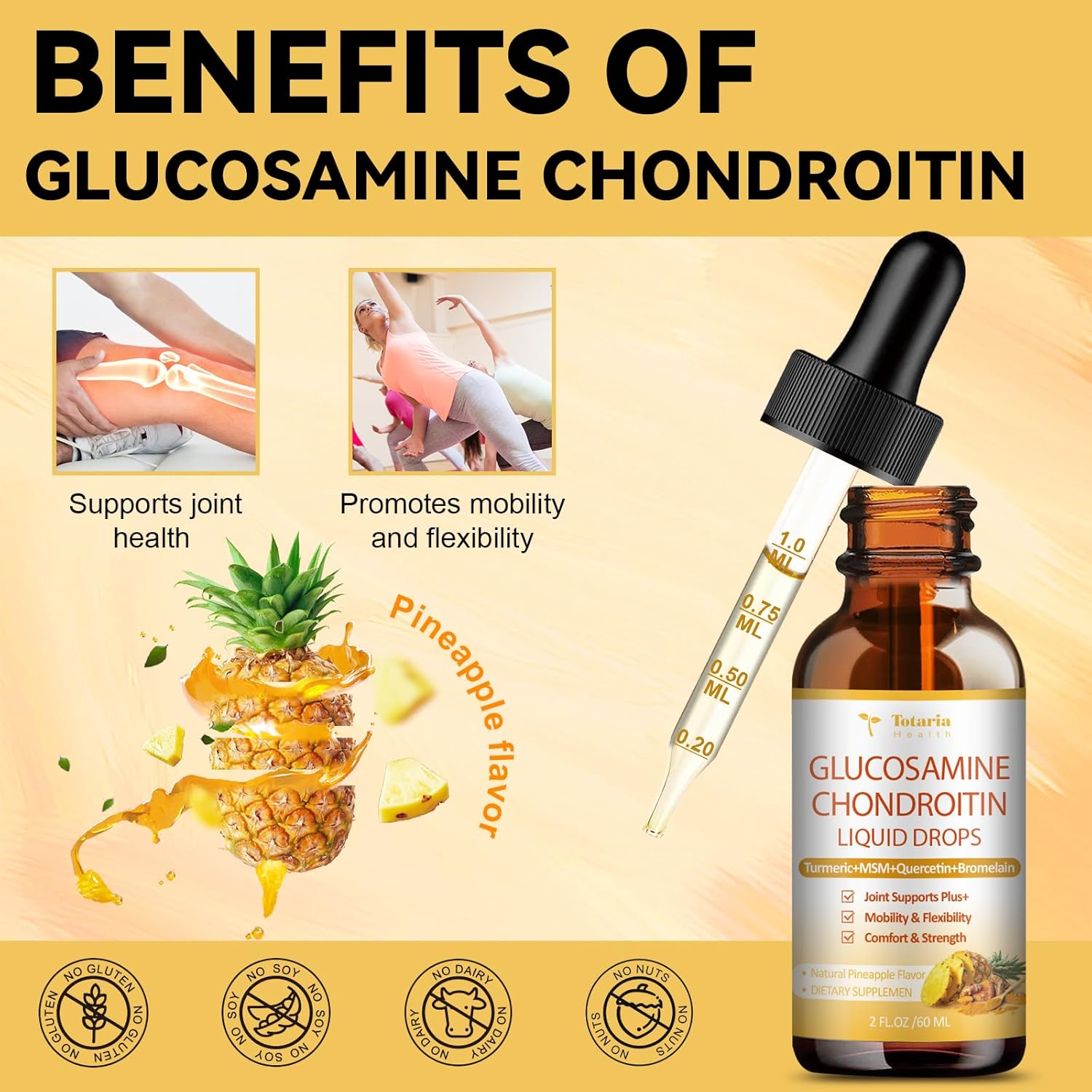 Liquid Drops Supplement with Potassium, Magnesium, Glucosamine, and Chondroitin MSM