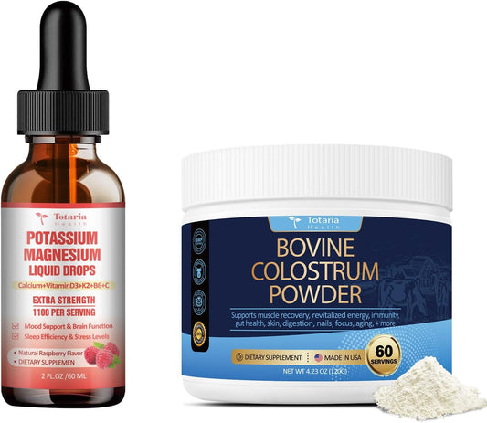 Liquid Drops with Potassium Magnesium and Bovine Colostrum Supplement Powder for Enhanced Nutrition