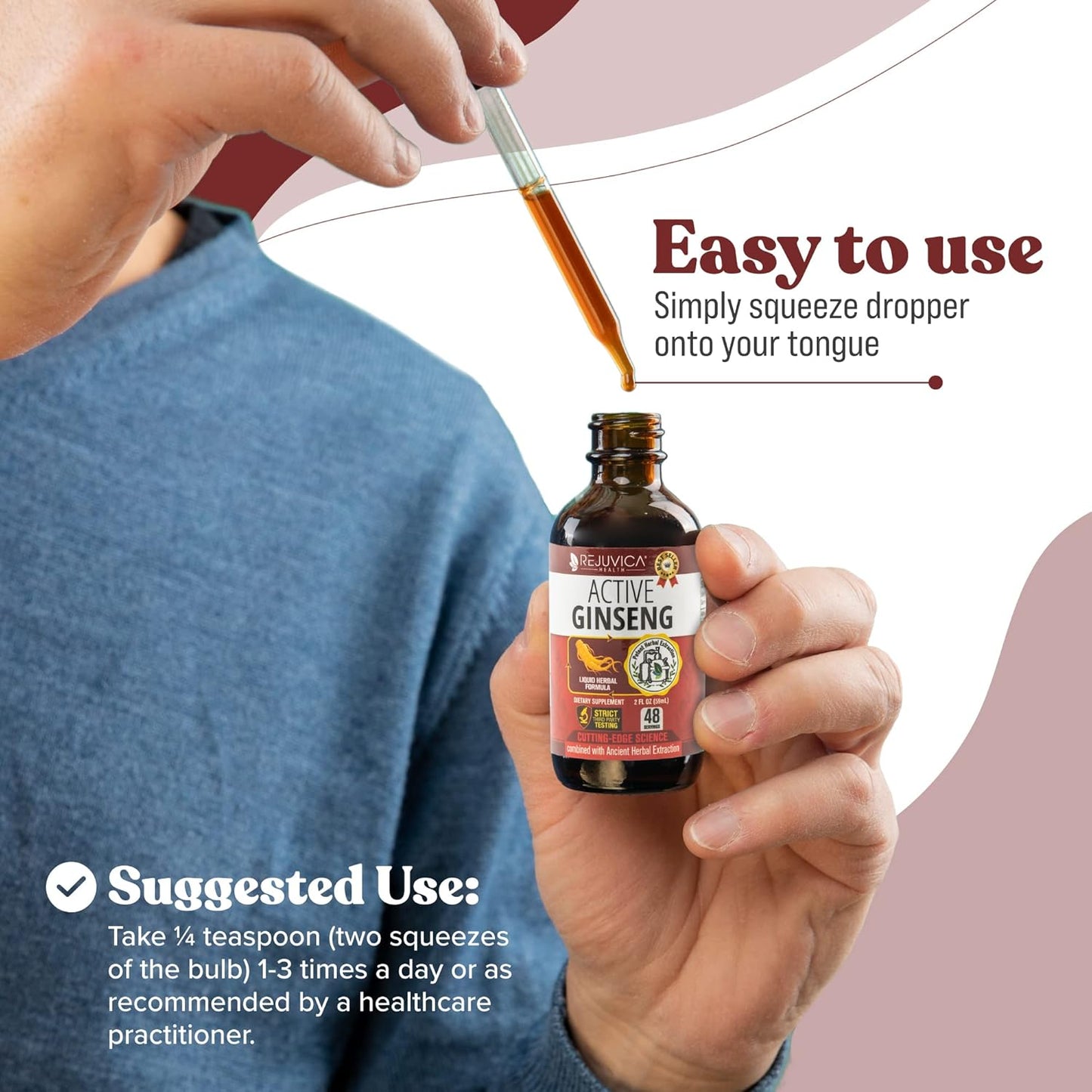 Liquid Energy & Stress Support with Rhodiola Root & Ginseng Root for Better Absorption by Rejuvica Health