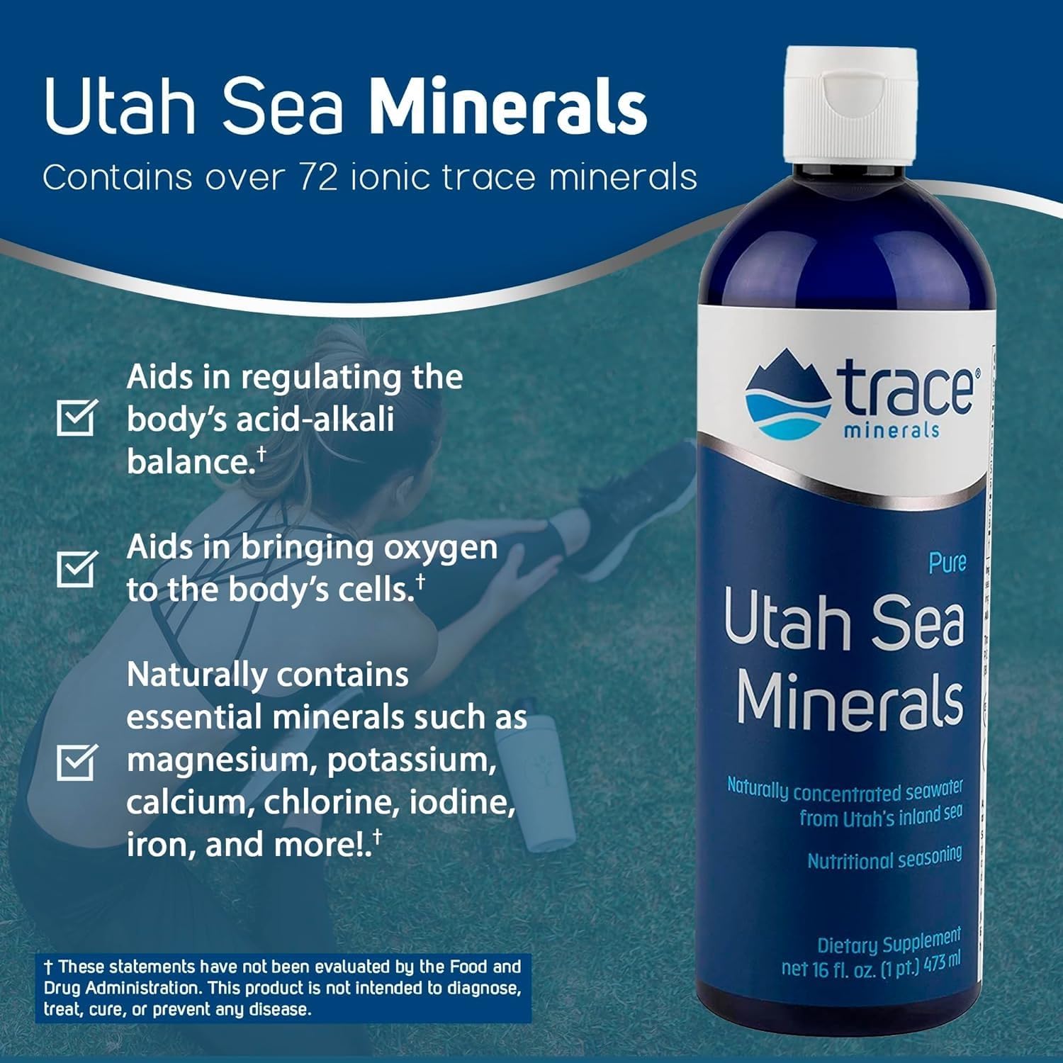 Liquid Energy Supplement with Ionic Trace Minerals & Magnesium - Supports Heart Health - 16 fl oz