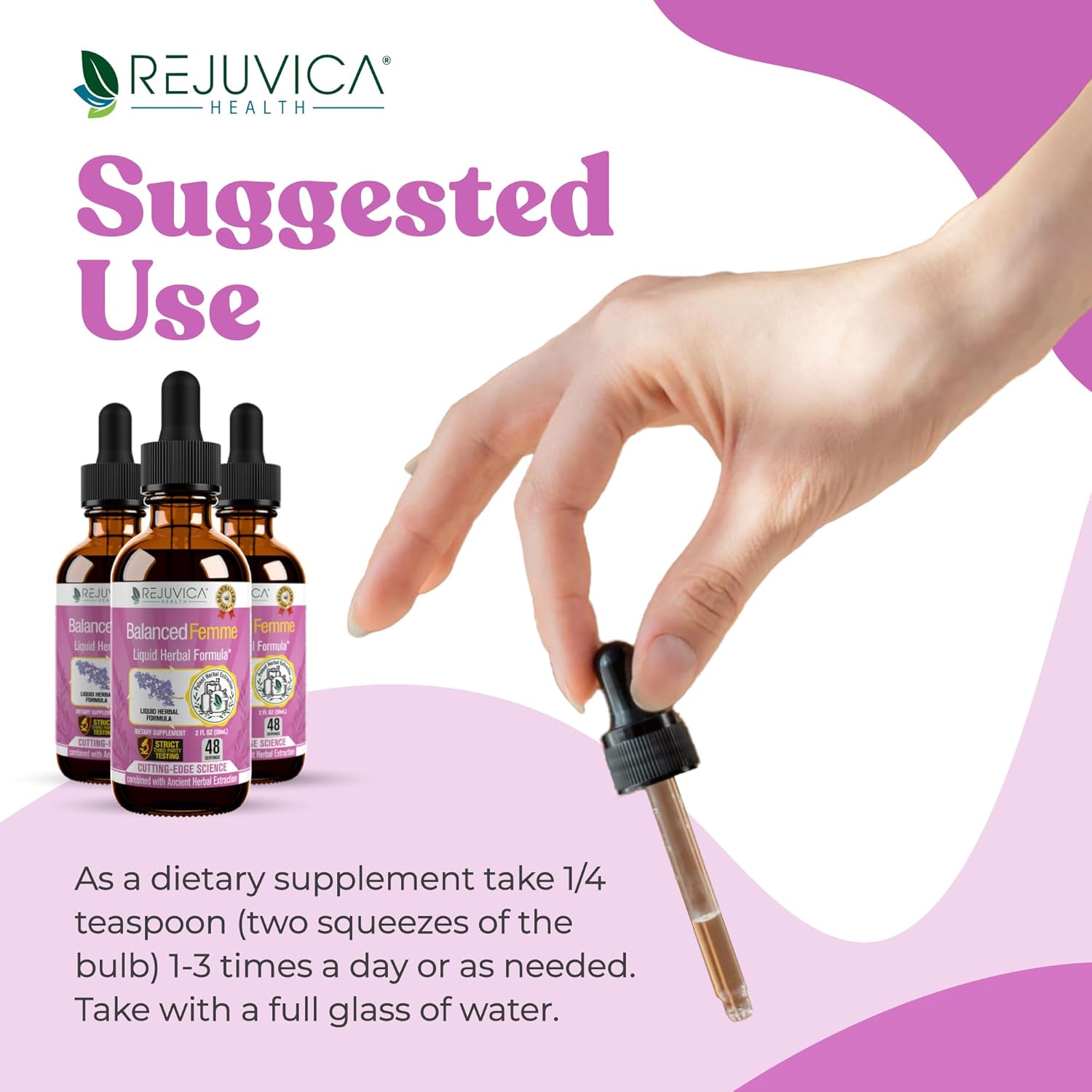 Liquid Female Balance Support Supplement with Vitex, Dong Quai, Black Cohosh, Maca Wild Yam - Enhanced Absorption for Women's Health by Rejuvica Health