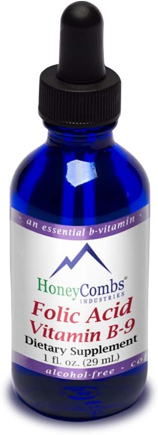 Liquid Folate Drops with Folic Acid for Pregnancy Support - Alcohol-Free Gluten-Free Vitamin B9 Supplement - 1 Fl Oz