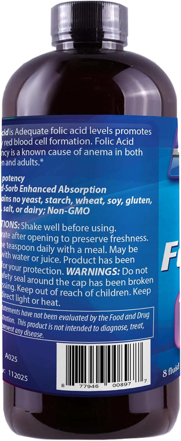 Liquid Folic Acid 800 MCG - Dr's Advantage 8 oz. Supplement for Health and Beauty