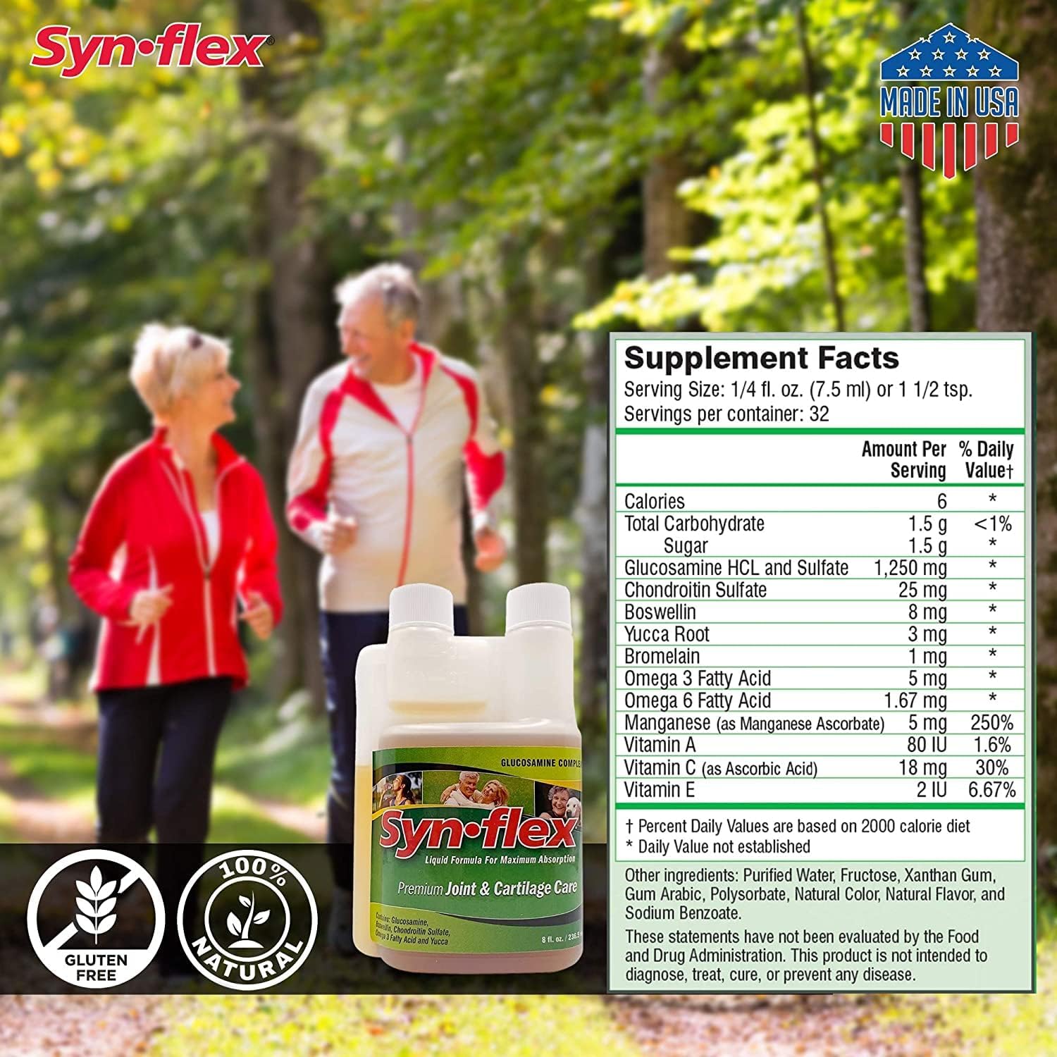 Liquid Glucosamine Chondroitin Supplement with Vitamins and Minerals - Joint and Cartilage Support Drink for Men and Women - Berry Flavor, 32 Day Supply