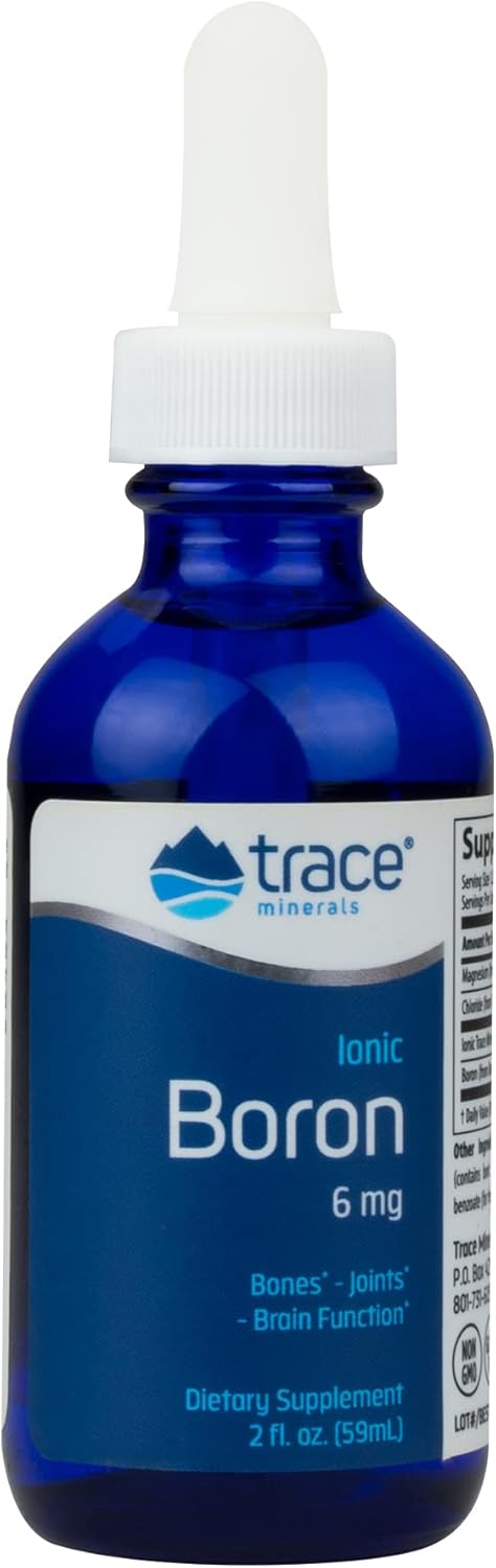 Liquid Ionic Boron Supplement | 6 mg Boron for Bone, Brain, & Joint Health | Includes Trace Minerals, Magnesium, & Chloride | 48 Servings, 2 fl oz