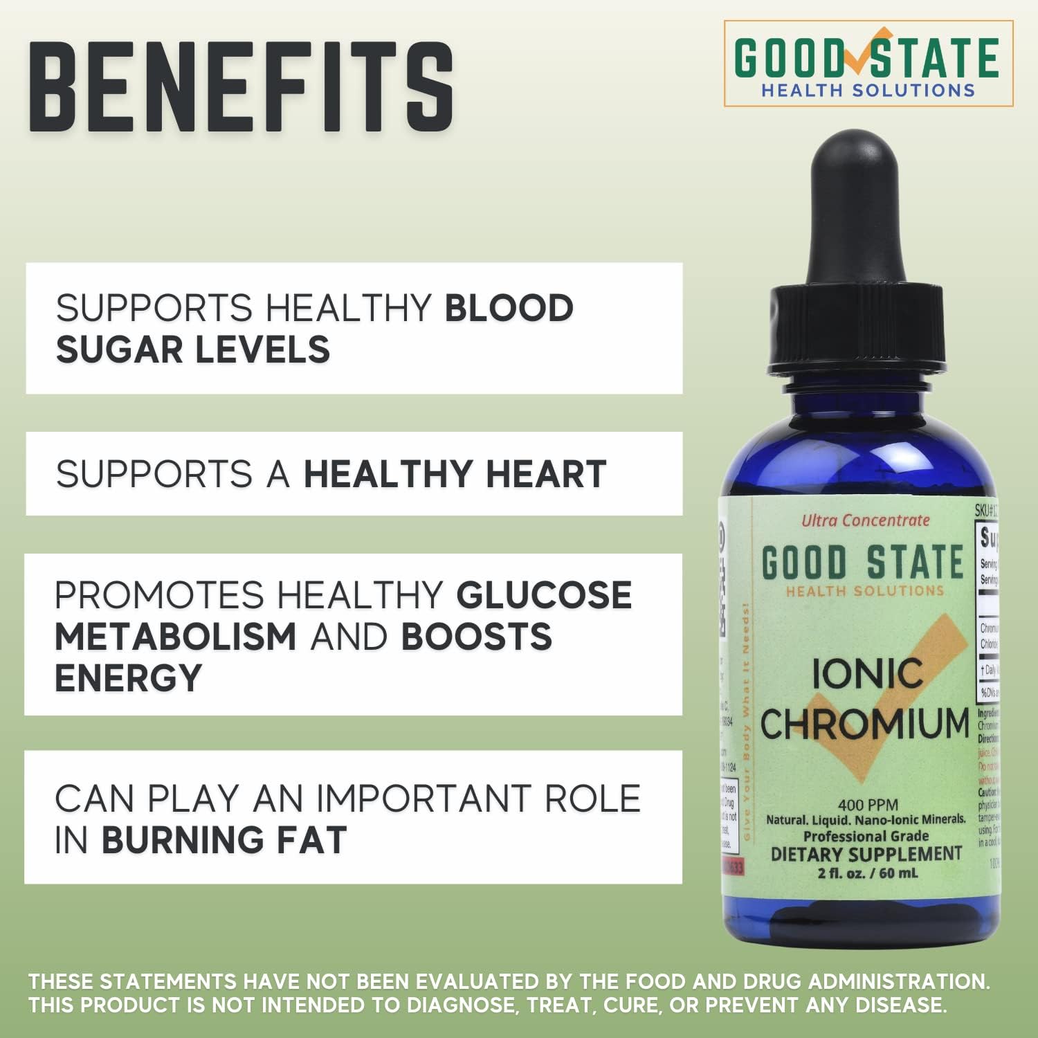 Liquid Ionic Chromium Ultra Concentrate - 200 mcg in 10 Drops - 100 Servings