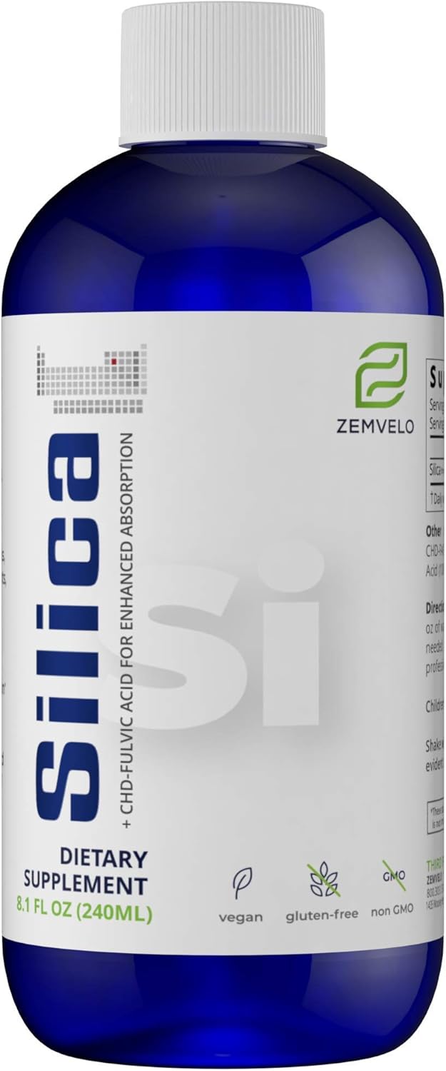 Liquid Ionic Silica Supplement for Hair, Skin, Nails & Joint Health - Collagen & Cartilage Support - 8 oz Bottle, 48 Day Supply