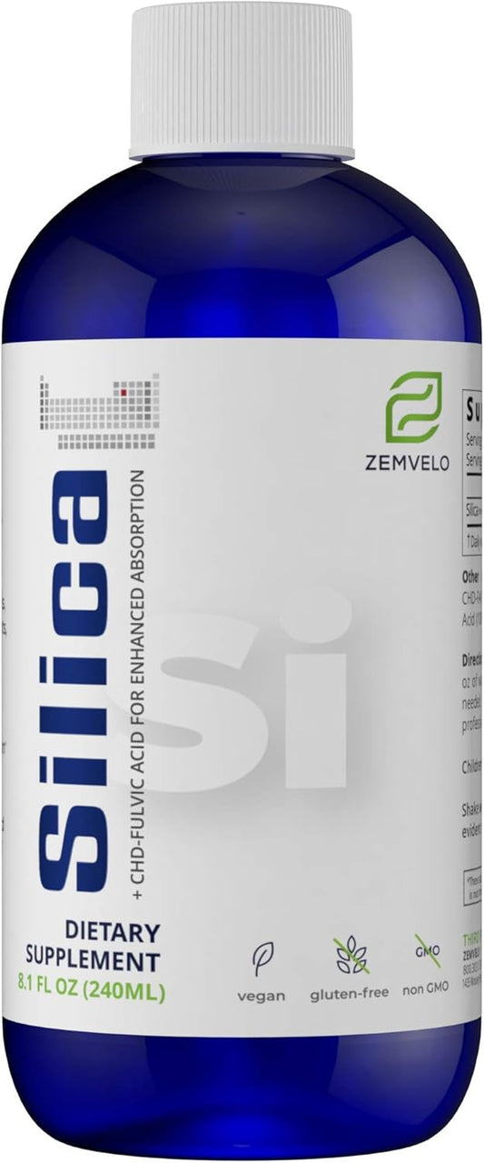 Liquid Ionic Silica Supplement for Hair, Skin, Nails & Joint Health - Collagen & Cartilage Support - 8 oz Bottle, 48 Day Supply