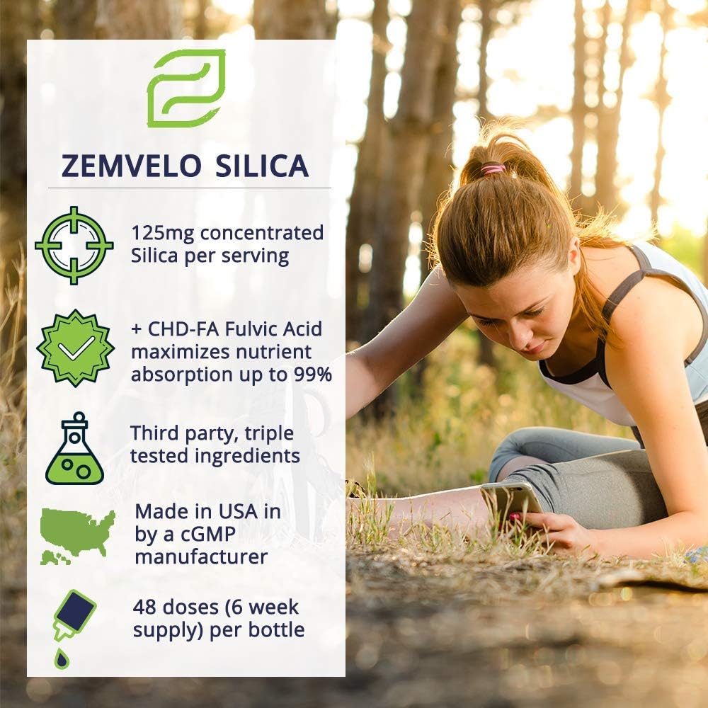 Liquid Ionic Silica Supplement for Hair, Skin, Nails & Joint Health - Collagen & Cartilage Support - 8 oz Bottle, 48 Day Supply