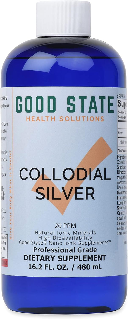Liquid Ionic Silver Supplement - 100 mcg, 16 fl oz Bottle (96 Servings)