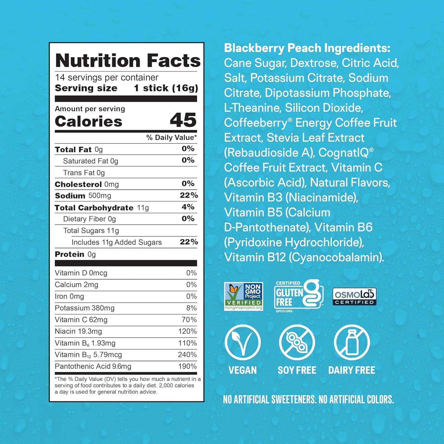 Liquid I.V.® Energy + Hydration Multiplier - BlackBerry Peach Electrolyte Powder Drink Mix (1 Pack, 14 Servings) - BoostGo Australia