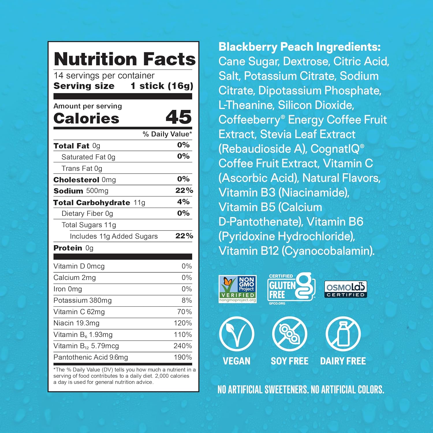 Liquid I.V.® Energy + Hydration Multiplier - BlackBerry Peach Electrolyte Powder Drink Mix (1 Pack, 14 Servings) - BoostGo Australia